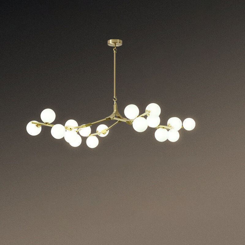 Moderner minimalistischer Magic Bean Zweig-Kronleuchter aus Glas und Metall mit 12/18/24 Flammen für Wohnzimmer &amp; Schlafzimmer 
