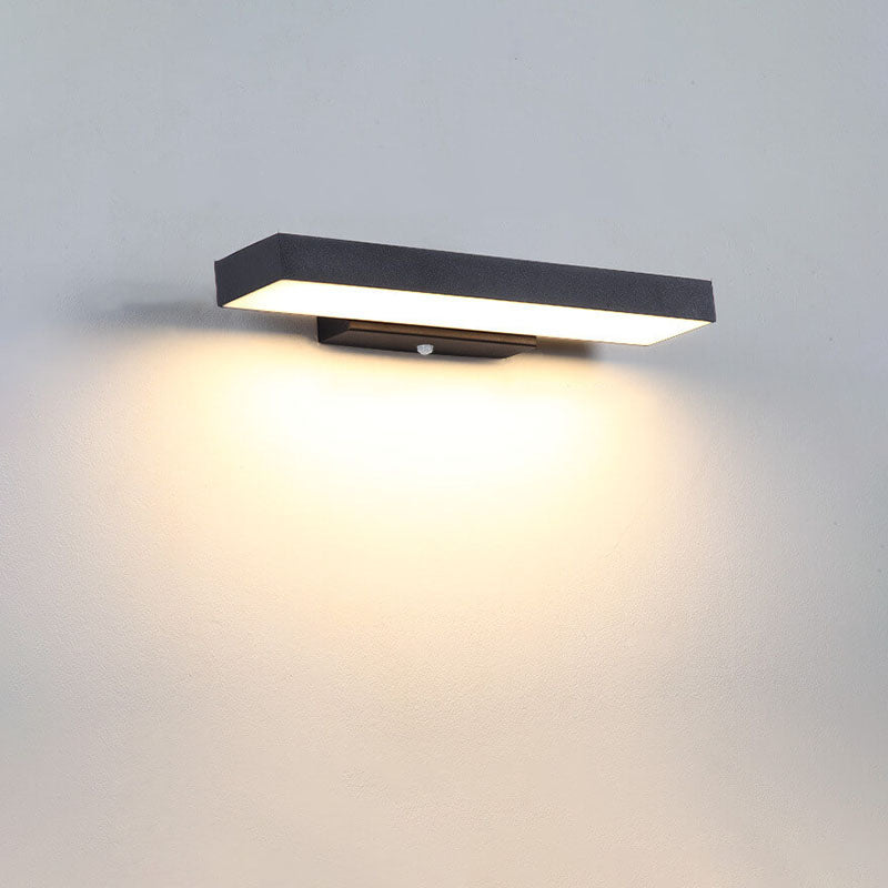 Moderne minimalistische rechteckige flache LED-Sensor-wasserdichte Wandleuchte für den Außenbereich 
