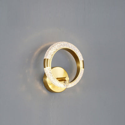 Contemporary Luxury Golden Finish Ring Crystal Embellishment LED Wall Sconce Lamp For Bedroom