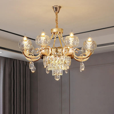 Modern Luxury Round Candelabra Zinc Alloy Crystal 9/11/14/19 Light Chandelier