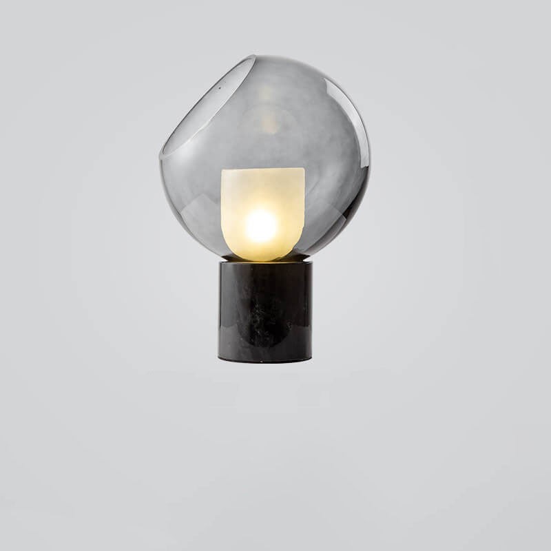 Lámpara de Mesa de 1 Luz con Base de Mármol Minimalista Nórdico y Bola de Vidrio 