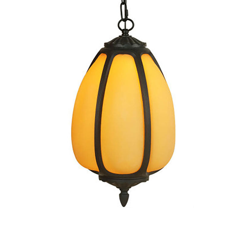 Modern Imitation Jade Shade Pumpkin 1-Light Outdoor Pendant Light