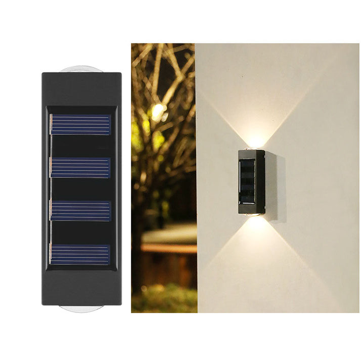 Aplique de pared LED solar exterior impermeable de tira larga de ABS y PC de estilo minimalista moderno para exterior 