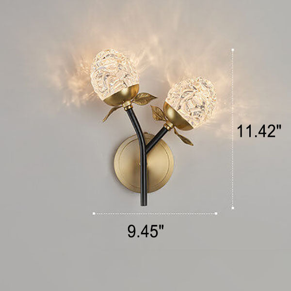 Moderna lámpara de pared con rama de manzana de cristal de lujo 1/2 luces 
