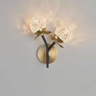 Moderna lámpara de pared con rama de manzana de cristal de lujo 1/2 luces 