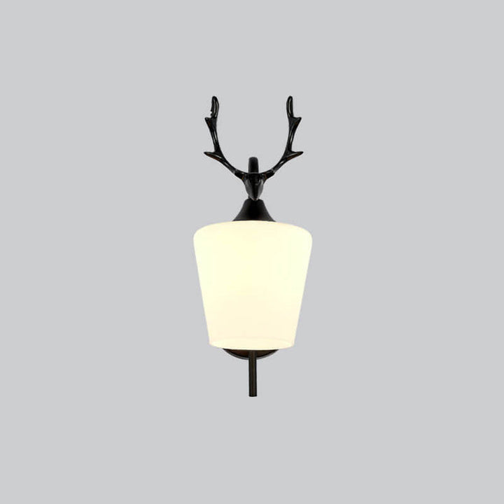 Nordische kreative Wandleuchte mit Geweih-Design, Glasschirm in Kegelform, 1-flammig, für das Wohnzimmer 