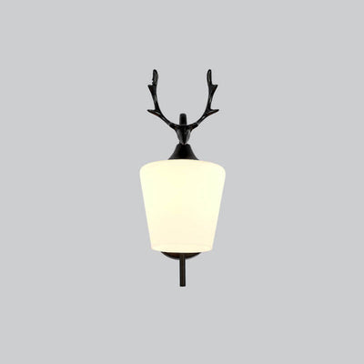 Nordic Creative Antler Glass Cone Shade 1-Light Wall Sconce Lamp