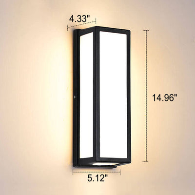 Outdoor Patio Square Pole Aluminum Acrylic LED Waterproof Wall Sconce Lamp