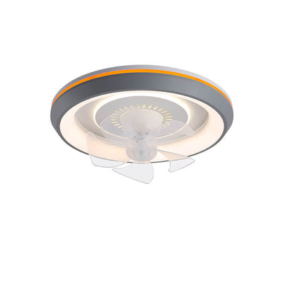 Modern Minimalist Round Swing Head Inverter LED Flush Mount Ceiling Fan Light