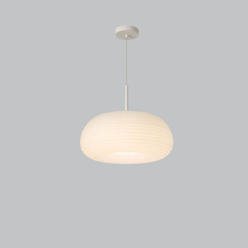 Modern Minimalist Pure White Round Iron PE LED Pendant Light