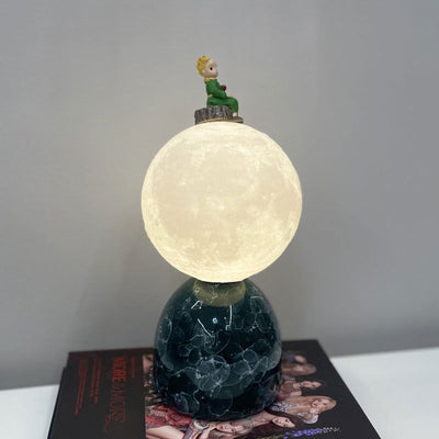 Contemporary Creative 3D Printed Moon Ceramic Base USB Table Lamp For Bedroom
