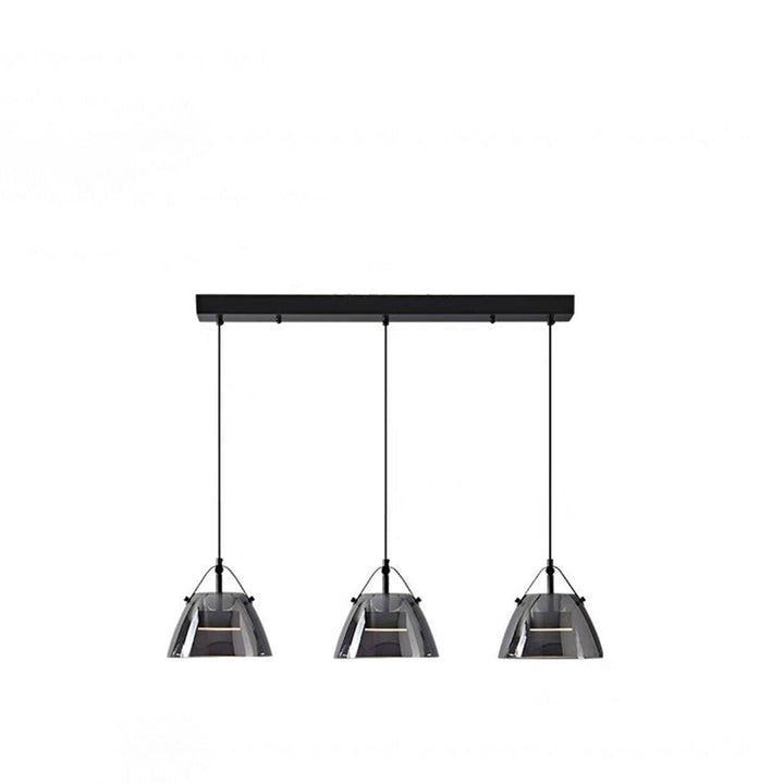 Contemporary Scandinavian Glass Conical Shade LED Island Light Chandelier For Dining Room