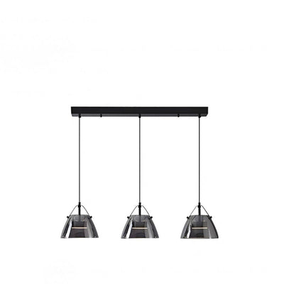 Contemporary Scandinavian Glass Conical Shade LED Island Light Chandelier For Dining Room