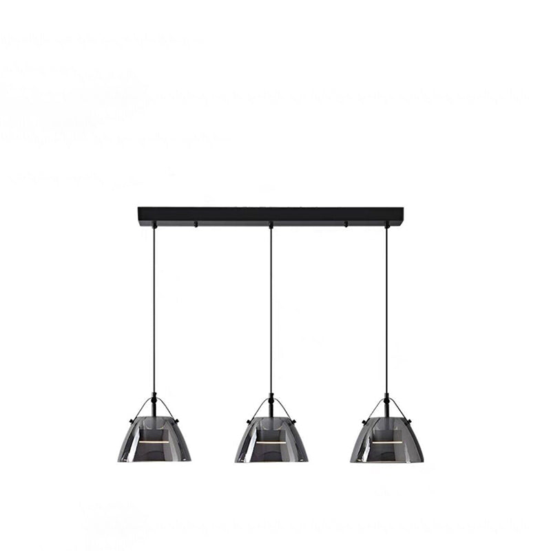 Contemporary Scandinavian Glass Conical Shade LED Island Light Chandelier For Dining Room