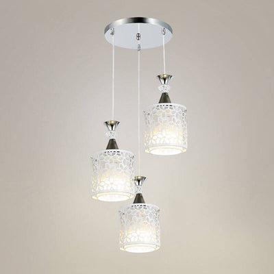 Nordic Simple Floral Pattern Cylinder Hardware 1/3 Light Island Light Chandelier