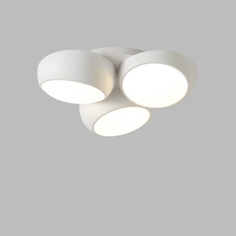 Scandinavian Modern Minimalist Iron Plastic Round LED Semi-Flush Mount Ceiling Light