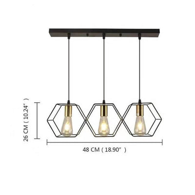 Lustre moderne de style mi-siècle avec cadre en fer polygonal géométrique à 3/5 lumières pour salon 