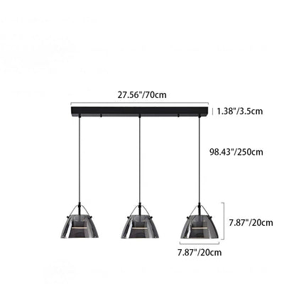 Contemporary Scandinavian Glass Conical Shade LED Island Light Chandelier For Dining Room