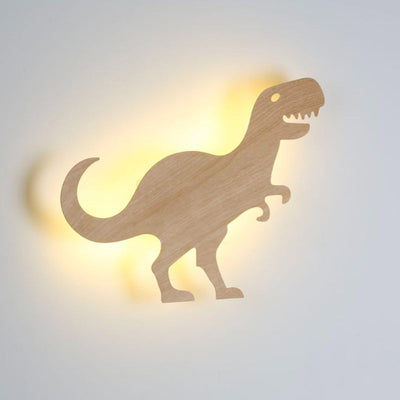 Contemporary Creative Imitation Wood Grain Dinosaur Shape LED Kid's Wall Sconce Lamp For Bedroom