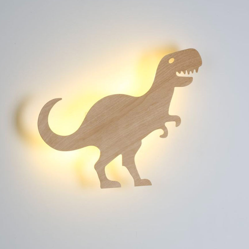 Zeitgenössische kreative Nachahmung Holzmaserung Dinosaurier Form LED Kinder Wandleuchte Lampe für Schlafzimmer 