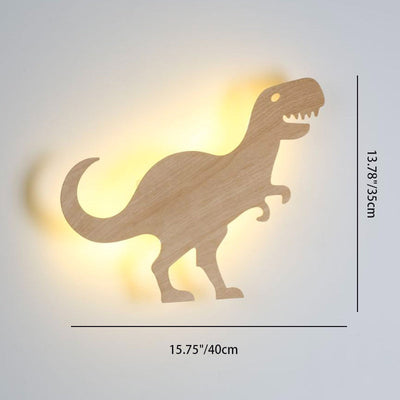 Contemporary Creative Imitation Wood Grain Dinosaur Shape LED Kid's Wall Sconce Lamp For Bedroom