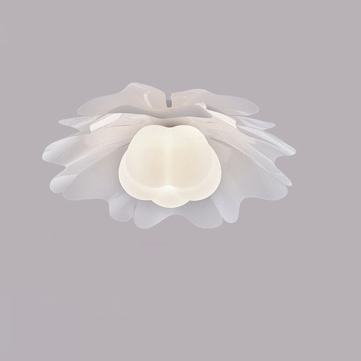Contemporary Creative Cream Acrylic Petal Shade 1-Light Flush Mount Ceiling Light For Living Room