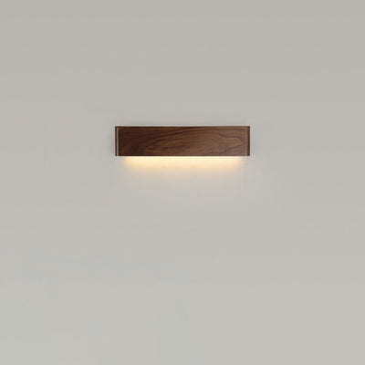 Minimalist Chinese Walnut Rectangular LED Wall Sconce Lamp