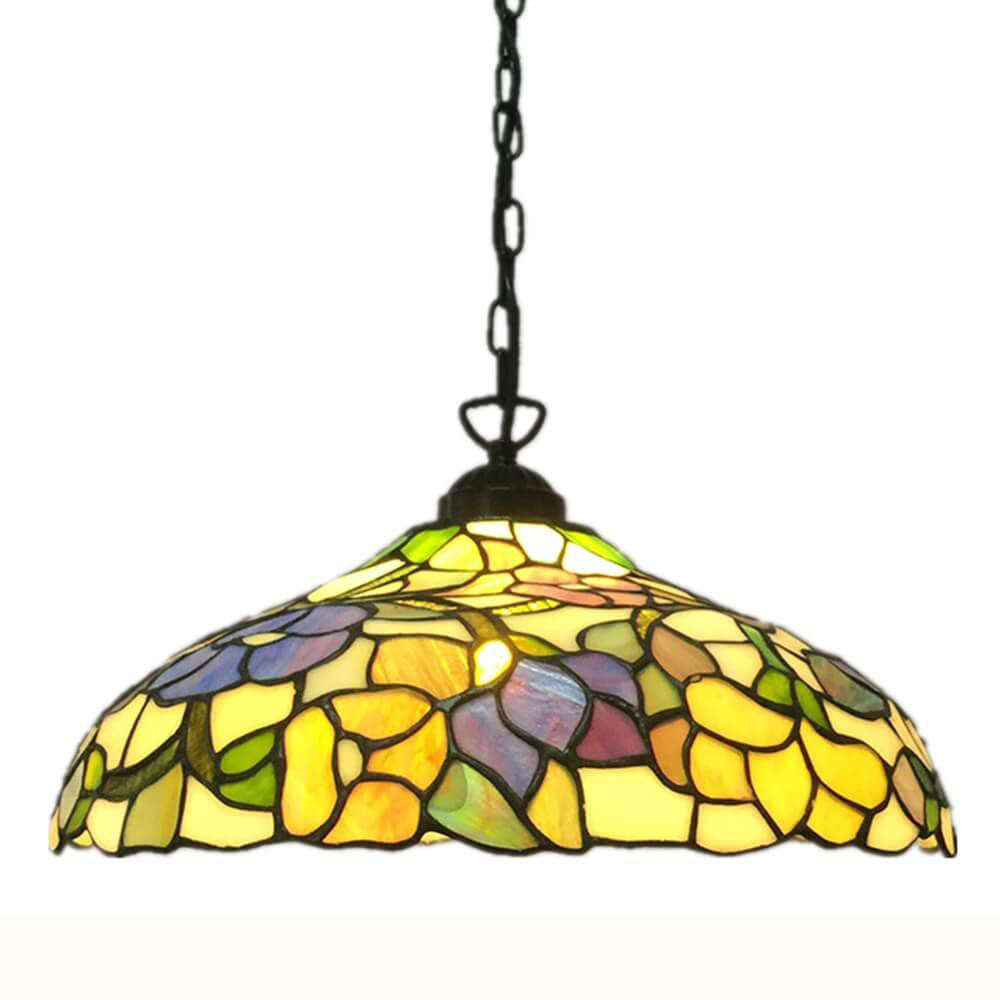 Tiffany Vintage Glasschirm 1-Licht Pendelleuchte 