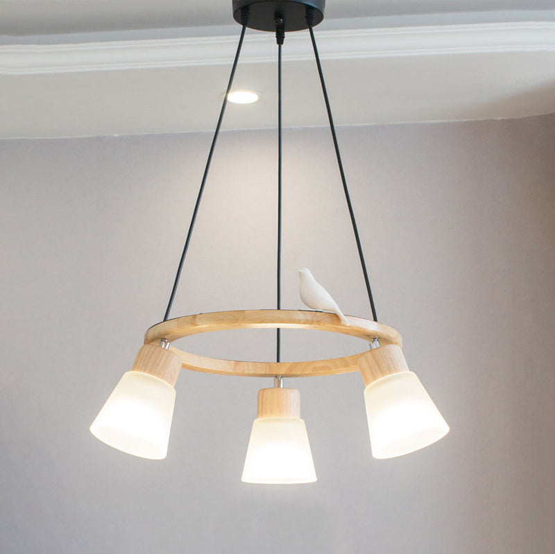 Nordic Minimalist Solid Wood Bird 3/5-Light Chandelier