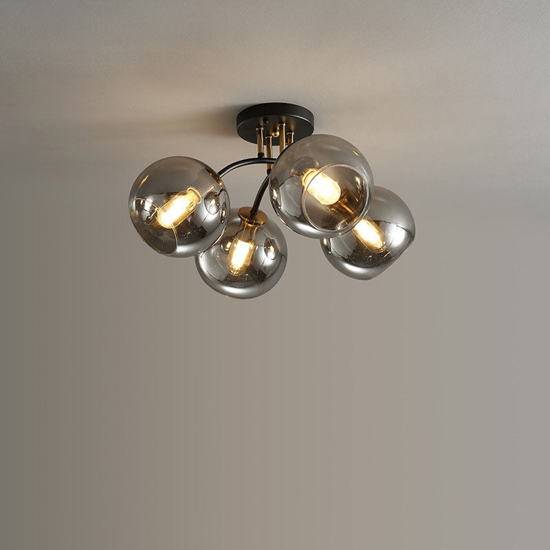 Plafonnier semi-encastré moderne en verre de luxe léger avec haricot magique rond 4/6/8 lumières 