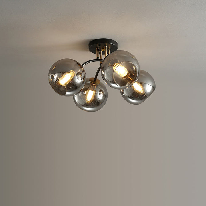 Plafonnier semi-encastré moderne en verre de luxe léger avec haricot magique rond 4/6/8 lumières 