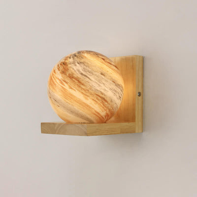 Nordic Creative Planet Glas Holz 1-flammige Wandleuchte