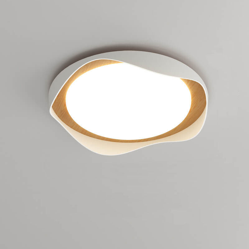 مصباح LED مثبت على السقف دائري حديث إبداعي باللون الأبيض النقي من الحديد والأكريليك 