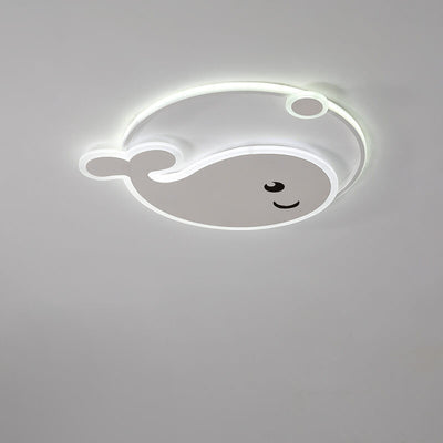 Creative Cartoon Dolphin Moon LED Kids Flush Mount Ceiling Light