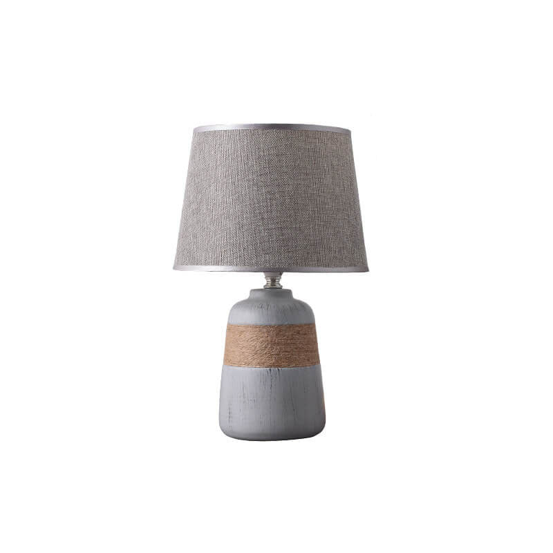 Nordic Vintage Fabric Ceramic Jar Base 1-Light Table Lamp