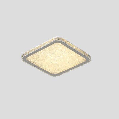 Modern Light Luxury Crystal Square Round Stainless Steel LED Flush Mount Ceiling Light