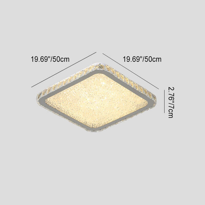Modern Luxury Crystal Square Round Stainless Steel LED Flush Mount Ceiling Light For Living Room