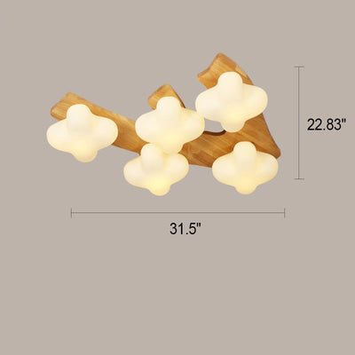 Japanische cremefarbene Logs Cloudy Plum 3/5-Licht-Unterputz-Deckenleuchte 