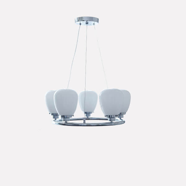Nordic White Glass Magic Bean Circle Ring 1/3/5/8 Light Chandelier