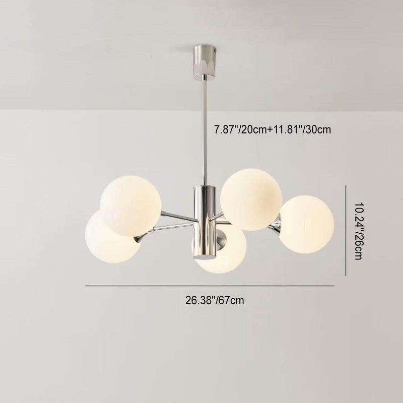 Modern Light Luxury White Round Ball Glass Iron 3/5/8-Light Chandelier