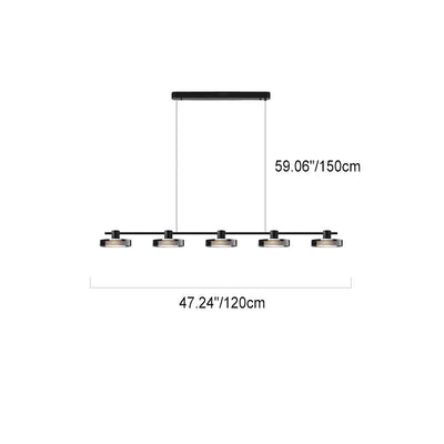 Nordic Minimalist Einfarbig Schwarz Edelstahl Acrylglas LED Insel Licht Kronleuchter 