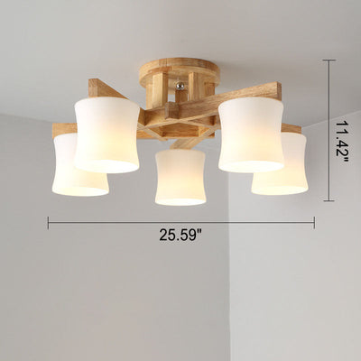 Nordic Simple Log Glass Cylinder Shade 3/5/8 Light Semi-Flush Mount Deckenleuchte