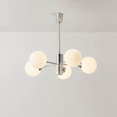 Modern Light Luxury White Round Ball Glass Iron 3/5/8-Light Chandelier