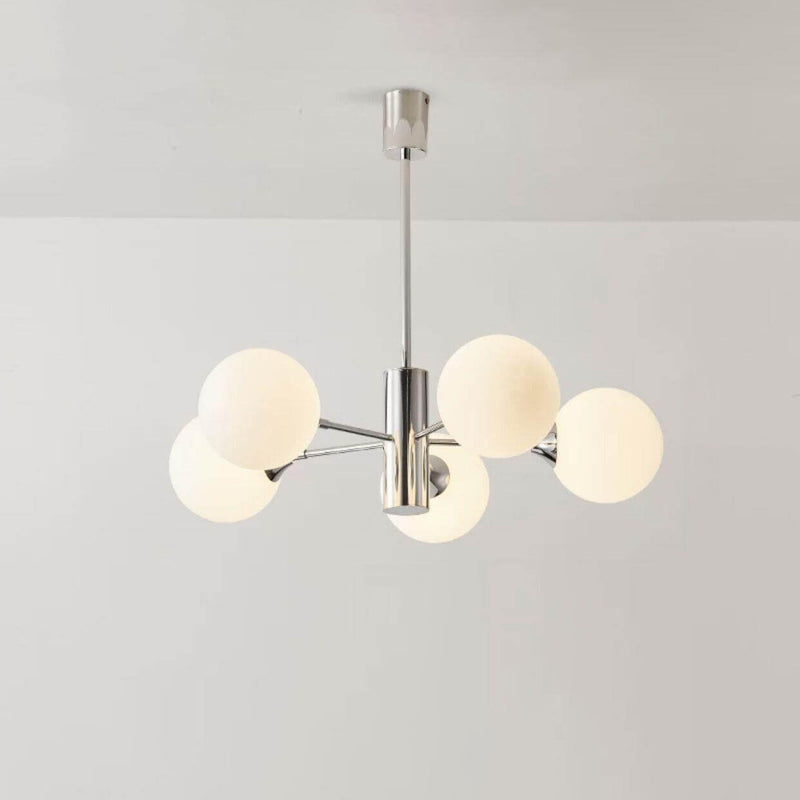 Modern Light Luxury White Round Ball Glass Iron 3/5/8-Light Chandelier