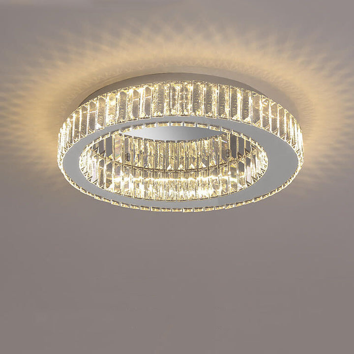 Éclairage de plafond LED en cristal moderne rond à montage affleurant 
