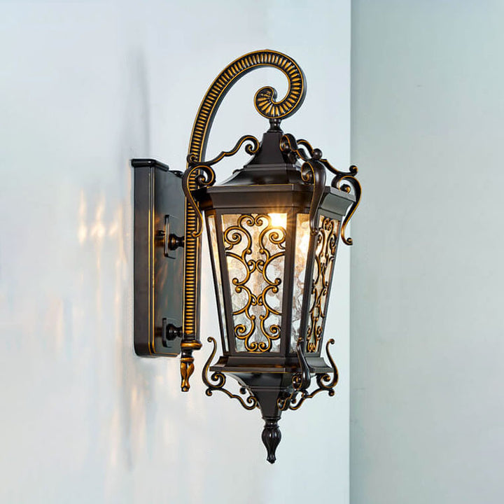 European Retro Iron Waterproof Outdoor Indoor 1-Light Wall Sconce Lamp