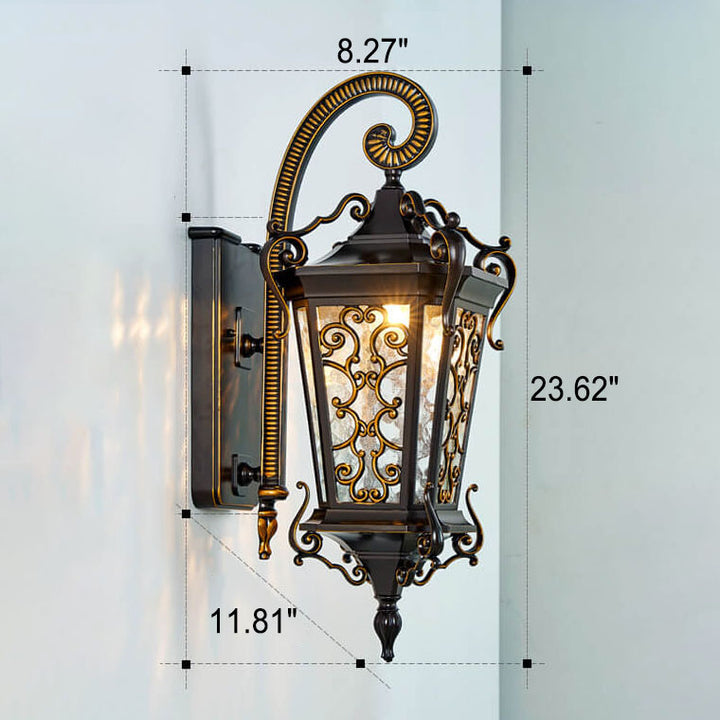European Retro Iron Waterproof Outdoor Indoor 1-Light Wall Sconce Lamp