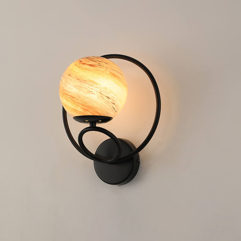 Nordic Creative Circle Planet Glass Iron 1-Light Wall Sconce Lamp