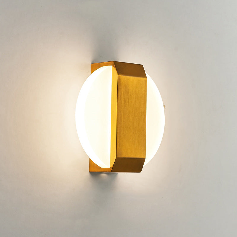 Modern Minimalist Square Oval Geometric Acrylic Stainless Steel LED Wall Sconce Lamp