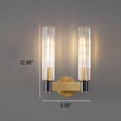 Modern Luxury Glass Cylinder Brass 1/2 Light Wall Sconce Lamp